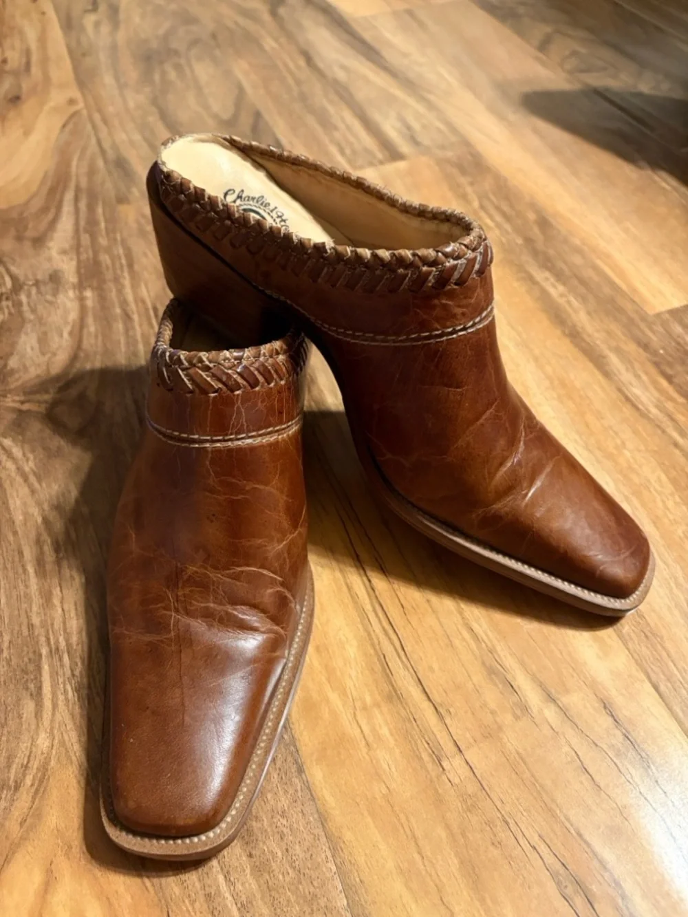 Charlie 1 Horse by Lucchese Brown Leather Western Mules Size 8.5B Brazil